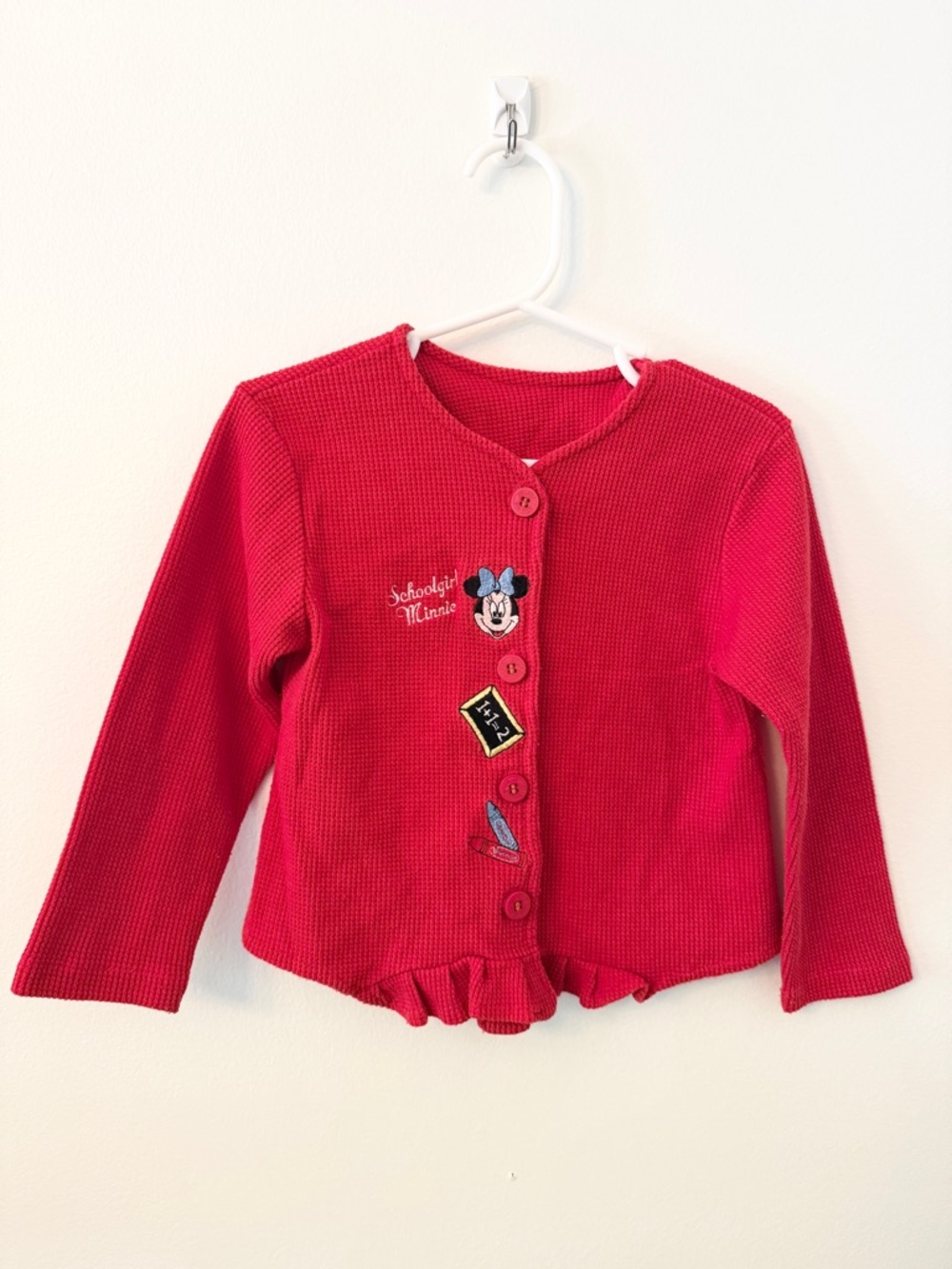 Disney Minnie Cardigan Schoolgirl Red Waffle Knit 24M